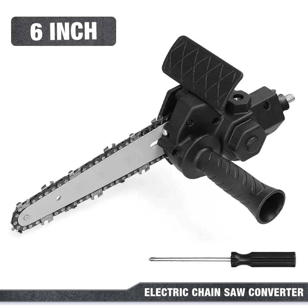 6 Inch Electric Chainsaw, Electric Drill Conversion Electric Chainsaw Adapter, Home Cordless Mini Chainsaw, Wood Cutting Tools