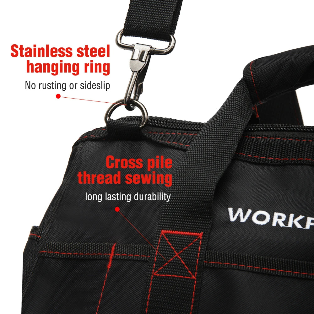 WORKPRO Tool Bag, Portable Waterproof Electrician Bag Multifunction Canvas Tool Organizer for Repair Installation HVAC