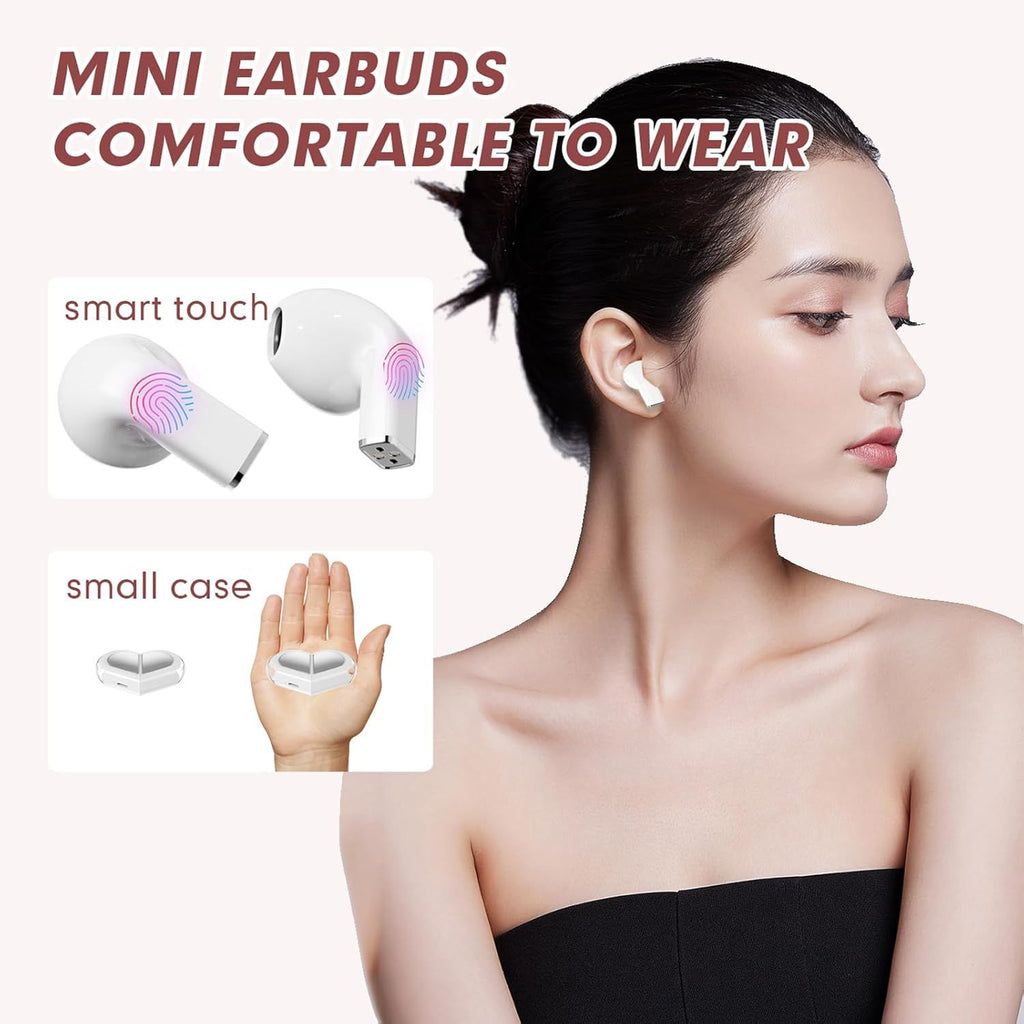Pink Heart Wireless Earphones for Girls