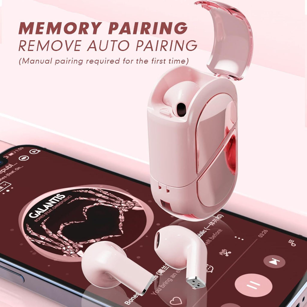Pink Heart Wireless Earphones for Girls