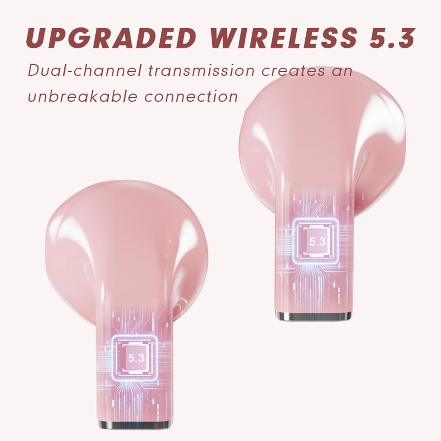Pink Heart Wireless Earphones for Girls